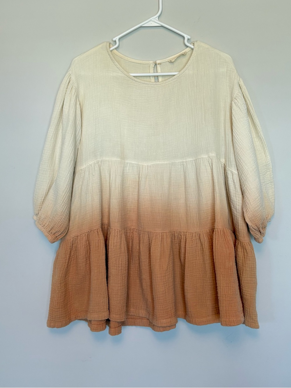 By Together Ombre Gauze Tiered Dress Small Boho Beach Cottagecore Cotton